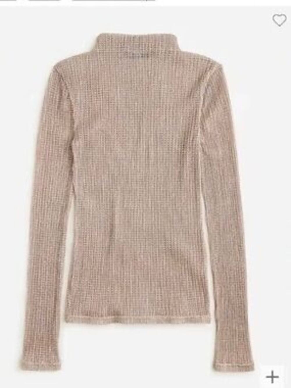Preppy Festive Rave J. Crew Sheer Long-Sleeve Turtleneck Gold Metallic Blouse